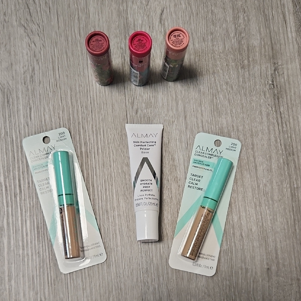 LOT Almay Makeup 6 Pieces: 2-Concealer Light Med, 3-Lip VIBES, 1-Primer Base